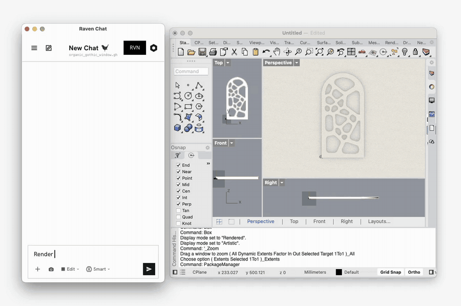 Raven rendering the Rhino viewport